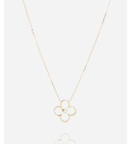 Collier Emilia en acier PVD jaune et oxyde de zirconium ZAG bijoux, SNS25381-01WHT