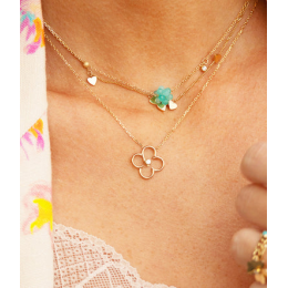 Le Collier Emilia en acier PVD jaune et oxyde de zirconium ZAG bijoux, SNS25381-01WHT