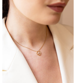 Le Collier Adone en acier PVD jaune et oxyde de zirconium ZAG bijoux, SNS25388-01WHT