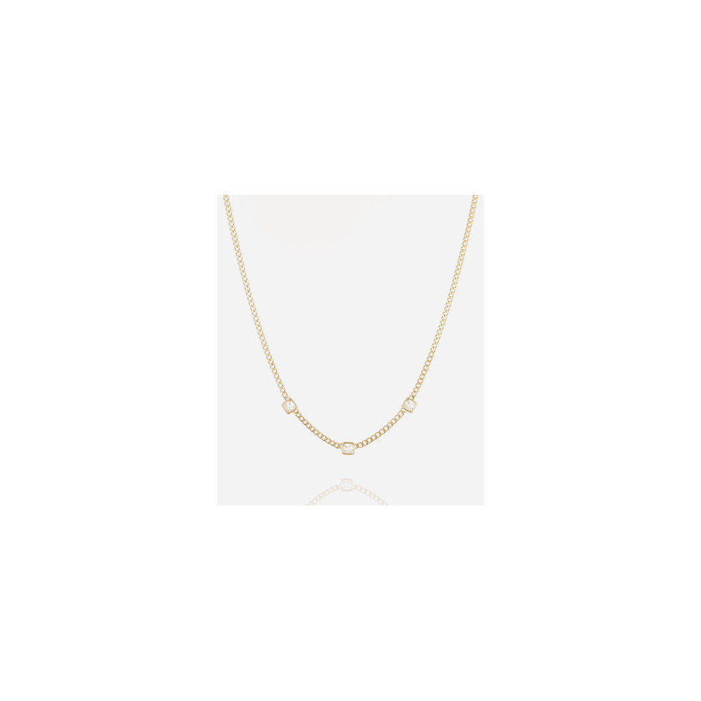 Collier Armel en acier PVD jaune et oxydes de zirconium ZAG bijoux, SNS25426-01WHT