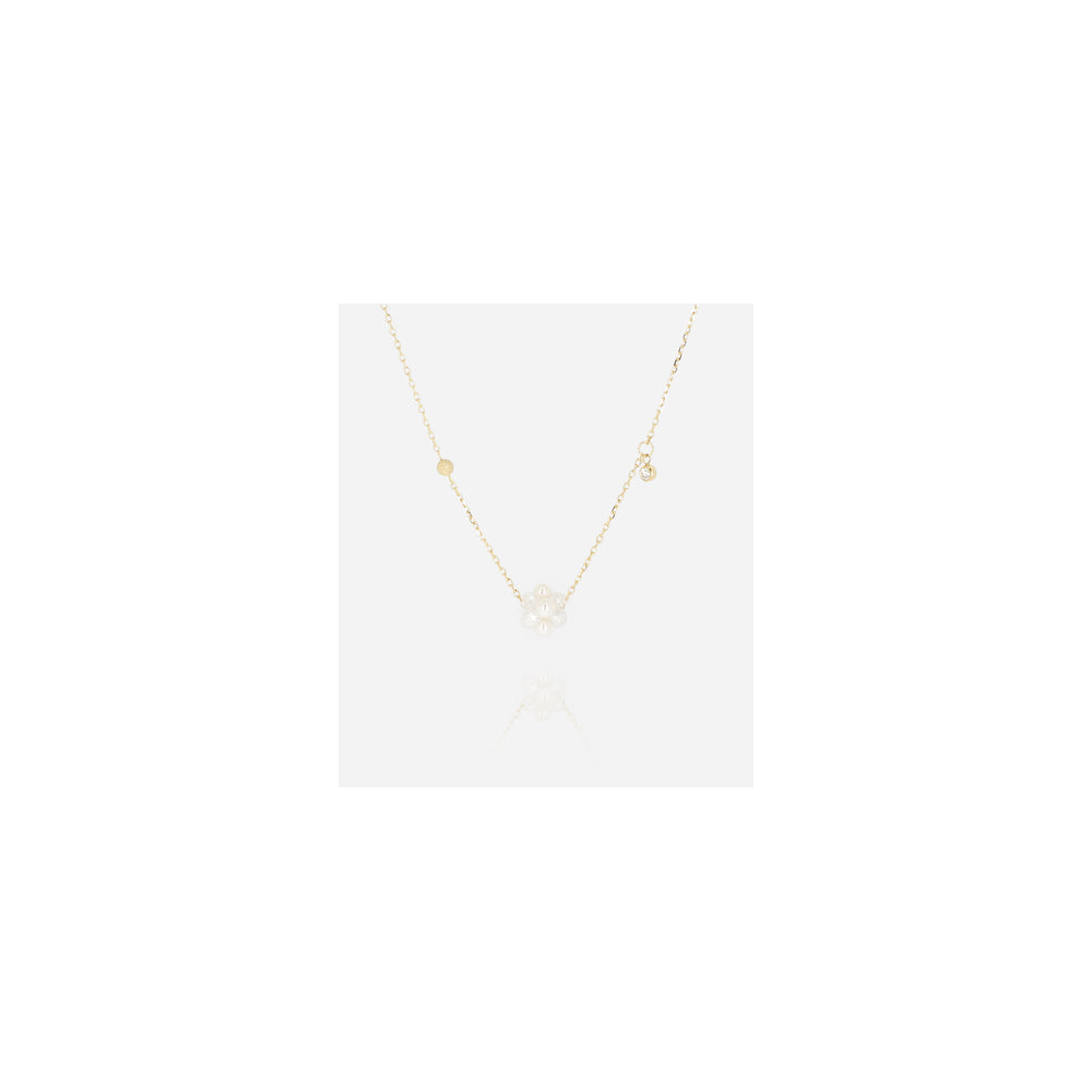 Collier Bacca en acier PVD jaune et agate blanche ZAG bijoux, SNS25467-01WHT