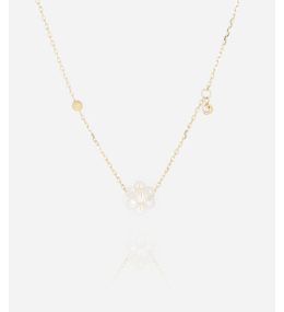 Collier Bacca en acier PVD jaune et agate blanche ZAG bijoux, SNS25467-01WHT