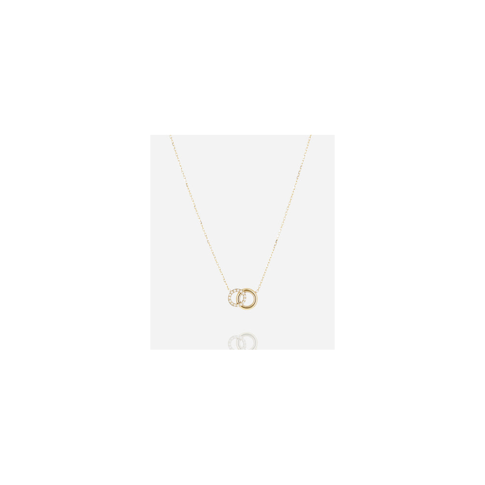 Collier Antonio en acier PVD jaune et oxydes de zirconium ZAG bijoux, SNS25491-01WHT