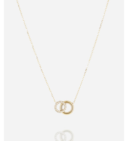 Collier Antonio en acier PVD jaune et oxydes de zirconium ZAG bijoux, SNS25491-01WHT
