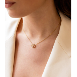 Le Collier Antonio en acier PVD jaune et oxydes de zirconium ZAG bijoux, SNS25491-01WHT
