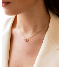 Le Collier Antonio en acier PVD jaune et oxydes de zirconium ZAG bijoux, SNS25491-01WHT