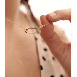 Le Collier Atoll en acier PVD jaune et oxyde de zirconium ZAG bijoux, SNS5307-01UNI