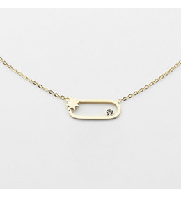 Le Collier Atoll en acier PVD jaune et oxyde de zirconium ZAG bijoux, SNS5307-01UNI