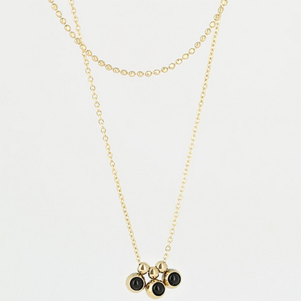 Collier Ilta en acier PVD jaune et onyx noir ZAG bijoux, SNX12166-01BLK