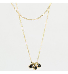 Collier Ilta en acier PVD jaune et onyx noir ZAG bijoux, SNX12166-01BLK
