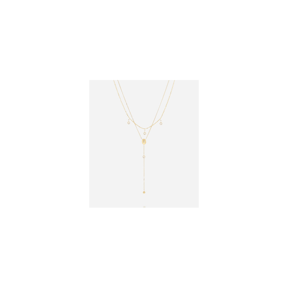 Collier Dilbana en acier PVD jaune et oxyde de zirconium ZAG bijoux, SNX24279-01WHT