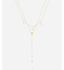 Collier Dilbana en acier PVD jaune et oxyde de zirconium ZAG bijoux, SNX24279-01WHT