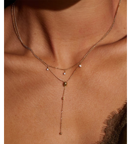 Le Collier Dilbana en acier PVD jaune et oxyde de zirconium ZAG bijoux, SNX24279-01WHT