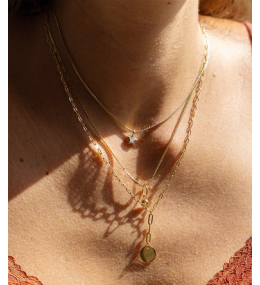 Le Collier Fretia en acier PVD jaune et oxyde de zirconium ZAG bijoux, SNX24361-01WHT