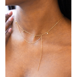 Le Collier Icilo en acier PVD jaune et oxyde de zirconium ZAG bijoux, SNX25402-01UNI