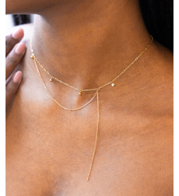 Le Collier Icilo en acier PVD jaune et oxyde de zirconium ZAG bijoux, SNX25402-01UNI