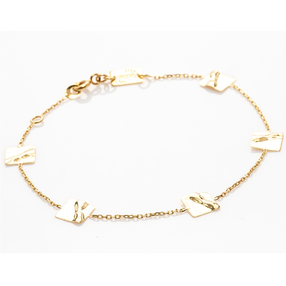 Bracelet or jaune 375/1000, motifs carrés froissés, by Stauffer