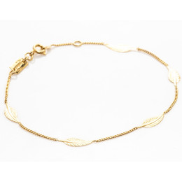 Bracelet or jaune 375/1000, motifs petites plumes, by Stauffer