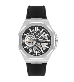 Montre Homme Lee Cooper Samuel, acier et cuir noir automatique, LC07978.351