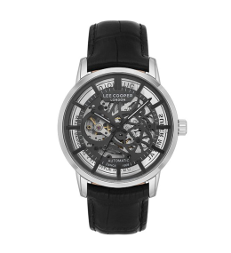 Montre Homme Lee Cooper Matt, acier et cuir noir automatique, LC08035.361