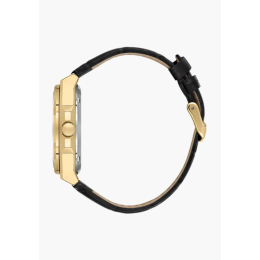 La Montre Homme Lee Cooper Arthur, acier doré jaune et cuir noir automatique, LC08050.131