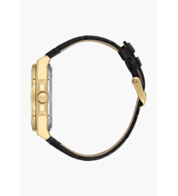 La Montre Homme Lee Cooper Arthur, acier doré jaune et cuir noir automatique, LC08050.131