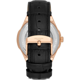 La Montre Homme Lee Cooper Arthur, acier doré rose et cuir noir automatique, LC08050.451