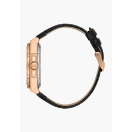 La Montre Homme Lee Cooper Arthur, acier doré rose et cuir noir automatique, LC08050.451