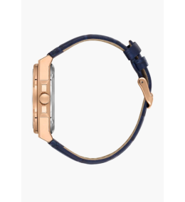 La Montre Homme Lee Cooper Arthur, acier doré rose et cuir bleu automatique, LC08050.499