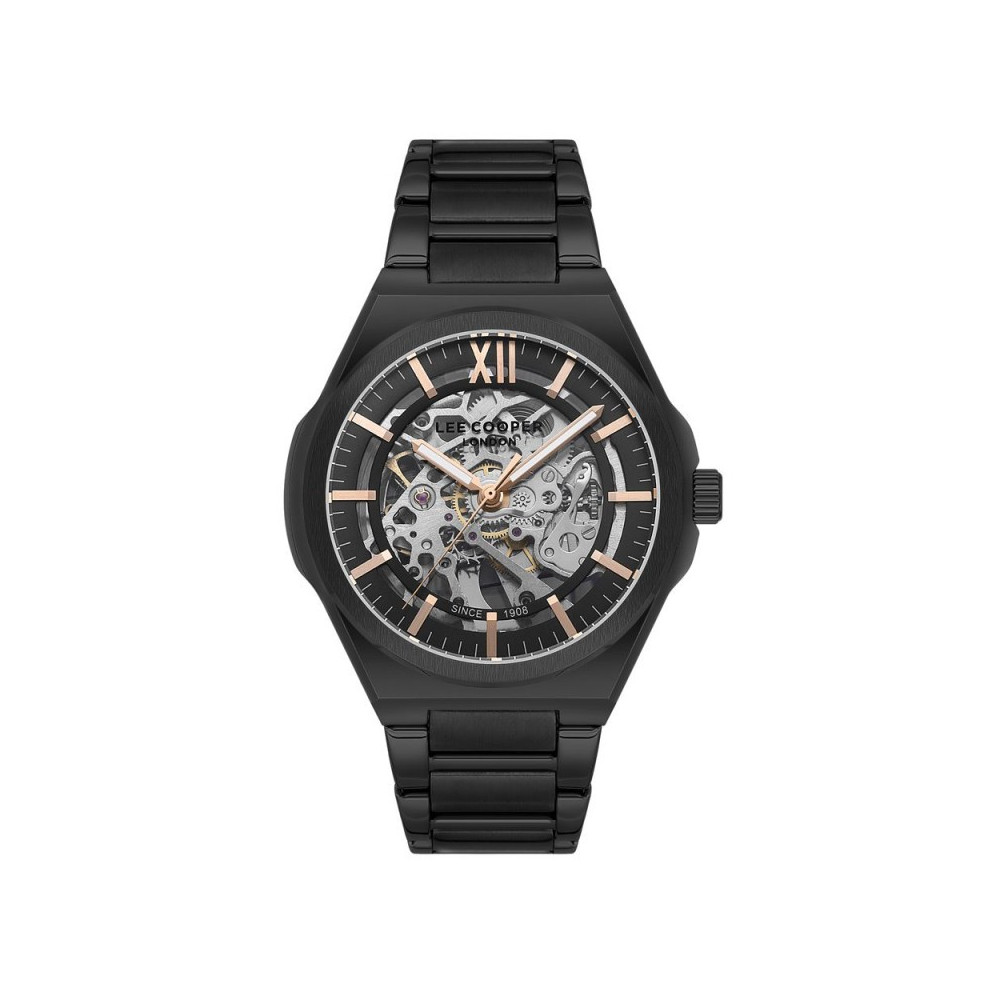 Montre Homme Lee Cooper Erwann, acier noir automatique, LC08051.650