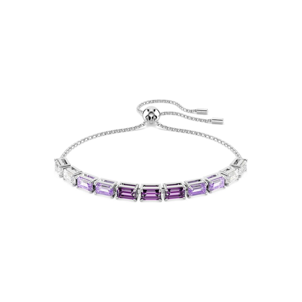 Bracelet Swarovski, Tennis Matrix Taille baguette, Violet, Métal rhodié, 5707199