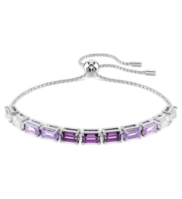 Bracelet Swarovski, Tennis Matrix Taille baguette, Violet, Métal rhodié, 5707199