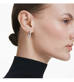 Les Boucles d'oreilles créoles Swarovski, Matrix Perle de cristal, Taille ronde, Blanches, Métal rhodié, 5709256