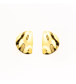Les Boucles d'oreilles, or jaune 375/1000, motif demi-rond froissé, by Stauffer