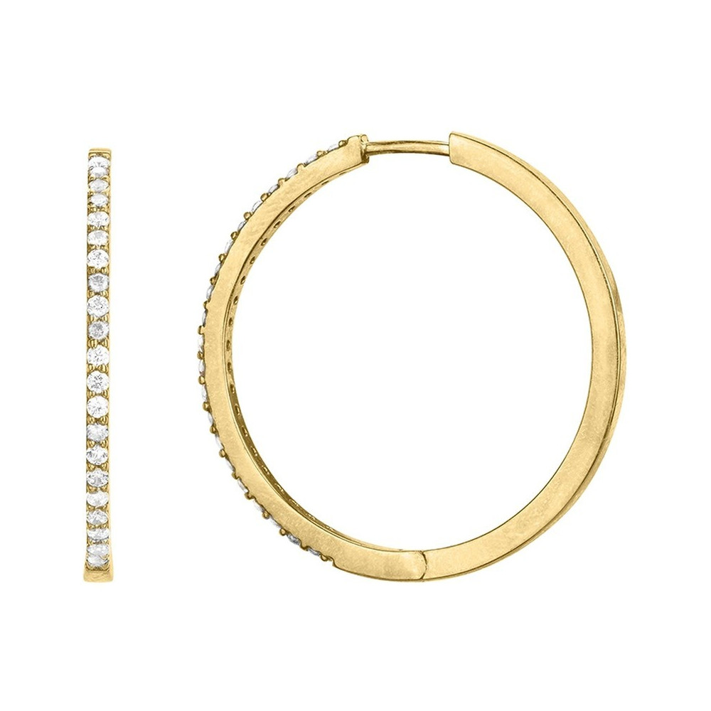 Boucles d'oreilles créoles plaqué or et 42 oxydes de zirconium by Stauffer 66400100