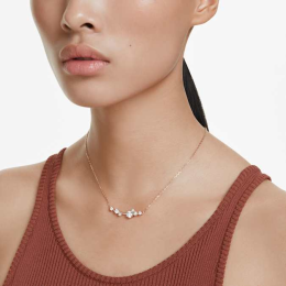 Le Collier Swarovski, Constella Crystal Pearl, Tailles rondes, Blanc, Placage de ton or rosé, 5729504