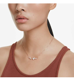 Le Collier Swarovski, Constella Crystal Pearl, Tailles rondes, Blanc, Placage de ton or rosé, 5729504