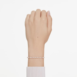 Le Bracelet Tennis Swarovski, Matrix Crystal Pearl, Tailles rondes, Blanc, Placage de ton or rosé, 5729506