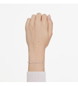 Le Bracelet Tennis Swarovski, Matrix Crystal Pearl, Tailles rondes, Blanc, Placage de ton or rosé, 5729506