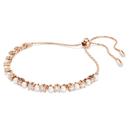 Le Bracelet Tennis Swarovski, Matrix Crystal Pearl, Tailles rondes, Blanc, Placage de ton or rosé, 5729506