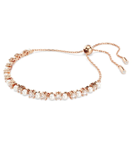 Le Bracelet Tennis Swarovski, Matrix Crystal Pearl, Tailles rondes, Blanc, Placage de ton or rosé, 5729506