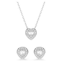 Parure Collier et Boucles d'oreilles Ariana Grande x Swarovski Tailles variées, Cœur, Blanc, Métal rhodié, 5720849