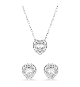 Parure Collier et Boucles d'oreilles Ariana Grande x Swarovski Tailles variées, Cœur, Blanc, Métal rhodié, 5720849