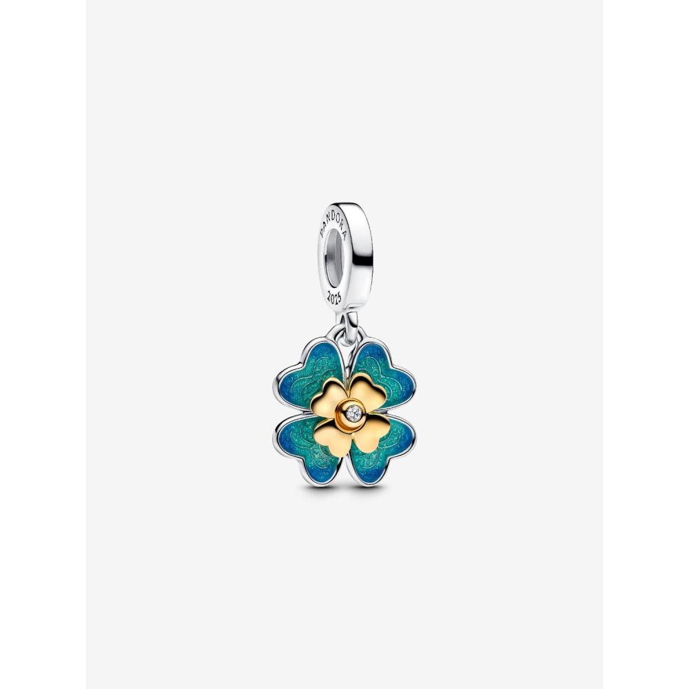 Charm pendentif Pandora, My Pandora 2025 Trèfle Pivotant en argent 925/1000 et métal doré or jaune 585/1000, 763624C01
