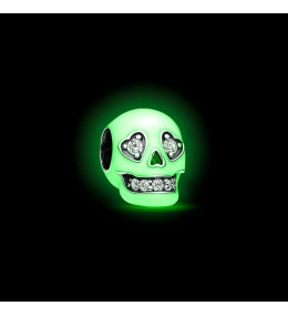 Le Charm Pandora Moments, Luminescent tête de mort scintillante en argent 925/1000, 792811C01