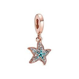 Charm pendentif Pandora, étoile de mer scintillante en métal doré à l'or rose 585/1000, 788942C01