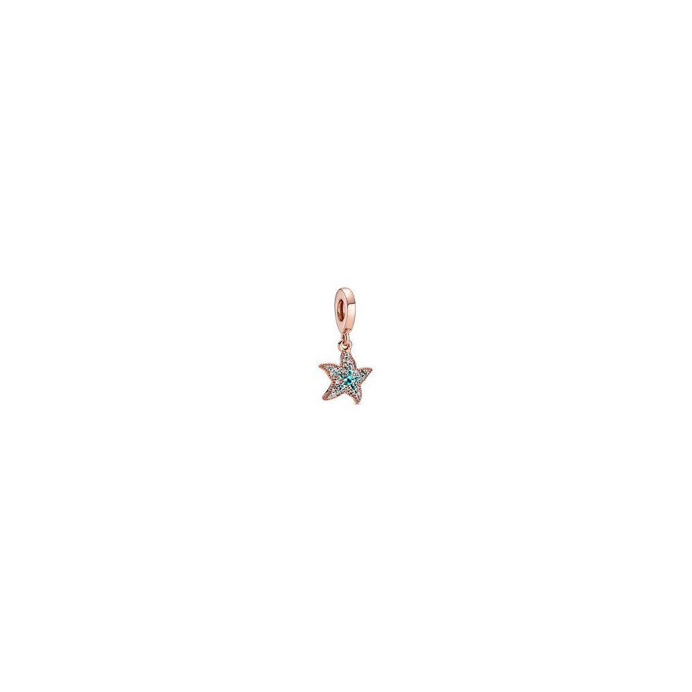 Charm pendentif Pandora, étoile de mer scintillante en métal doré à l'or rose 585/1000, 788942C01