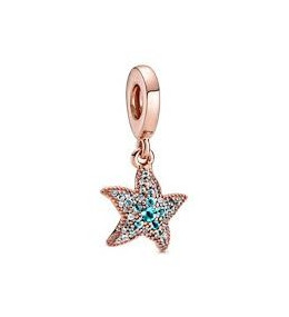 Charm pendentif Pandora, étoile de mer scintillante en métal doré à l'or rose 585/1000, 788942C01
