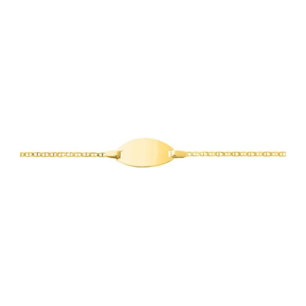La Gourmette bébé or jaune 375/1000, mailles gourmette barrées, by Stauffer