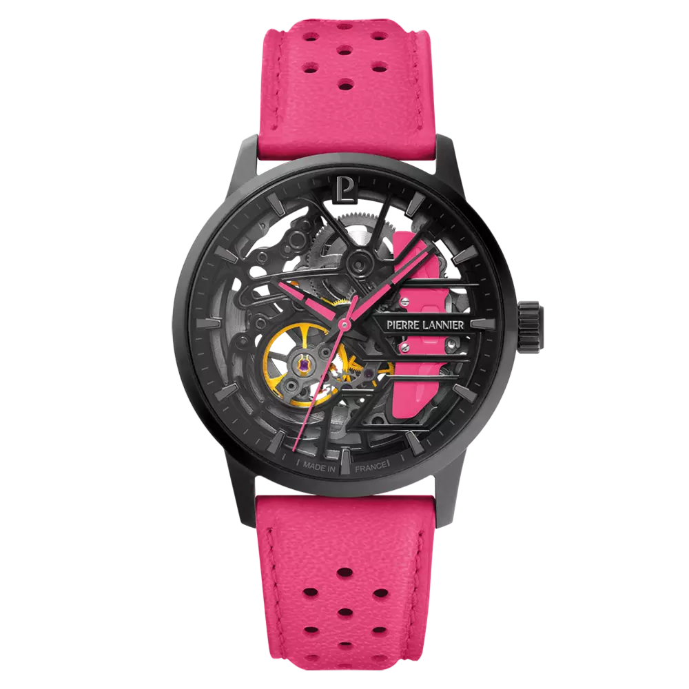 Montre femme Pierre Lannier, PADDOCK (rose), Automatique cuir, 145G895